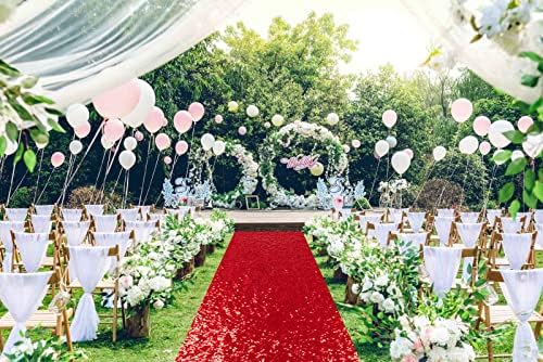 ShinyBeauty Red Sequin Aisle Runner 3FTx15FT