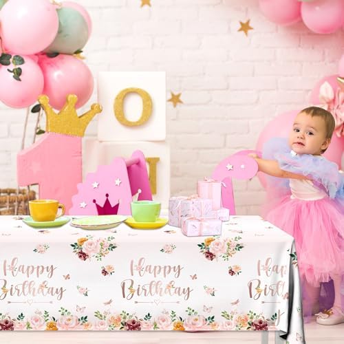 3 Pack Pink Rose Tablecloth for Birthday Parties