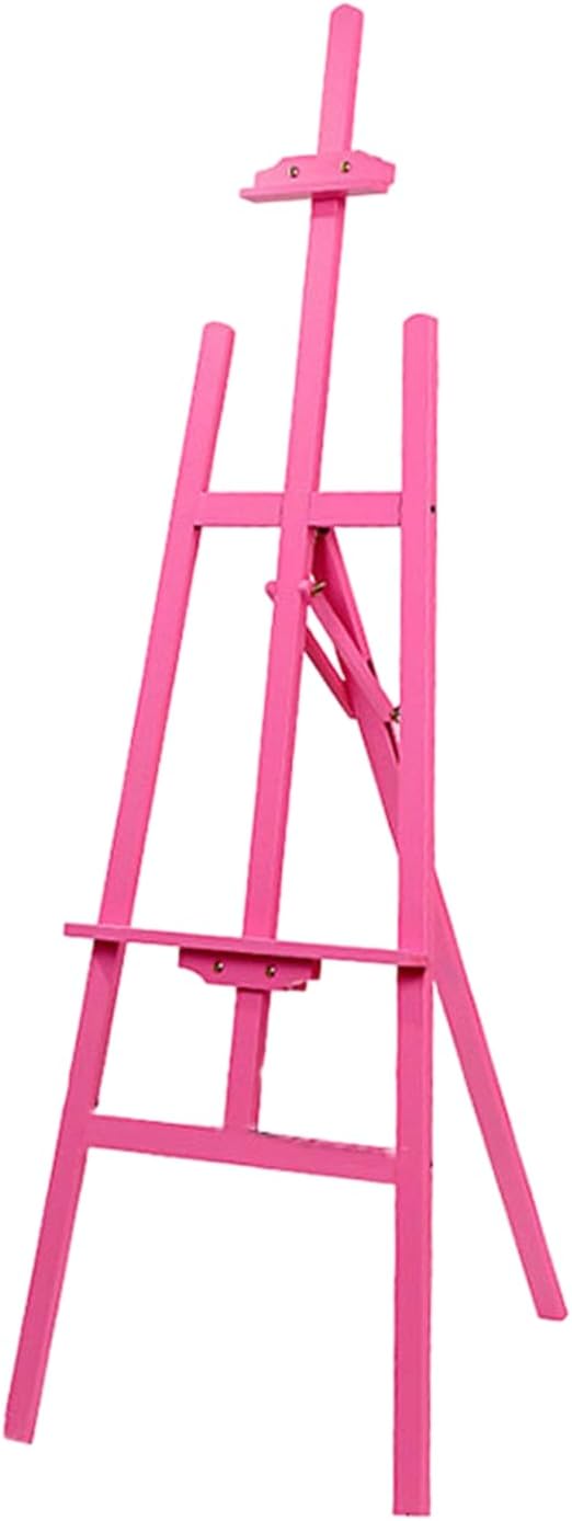 Adjustable Pink Wooden Easel for Art and Events