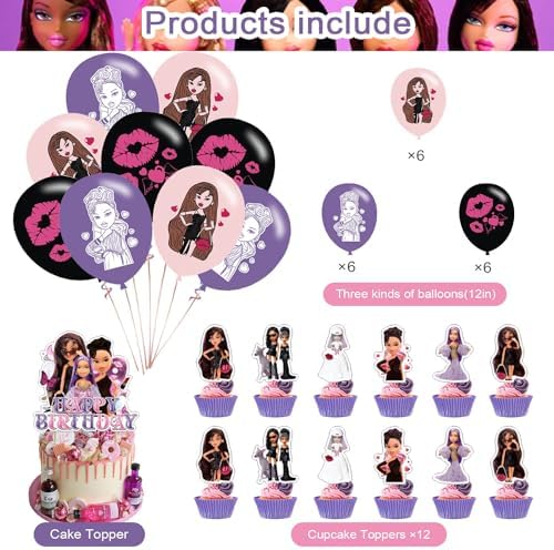 Cartoon Delicacy Girl Birthday Decor Set Pink