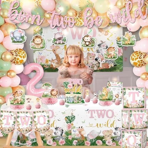 Cocomigo 128Pcs Two Wild Birthday Decorations Girl Kit