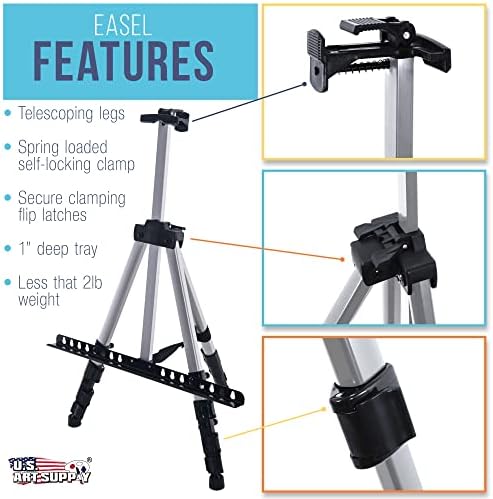 US Art Supply 66 Silver Aluminum Tripod Easel 10 Pack
