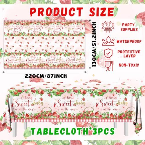 Strawberry Baby Shower Tablecloth Set of 3