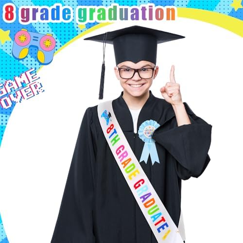 Misdary 8th Grade Graduation Sash and Crown Set