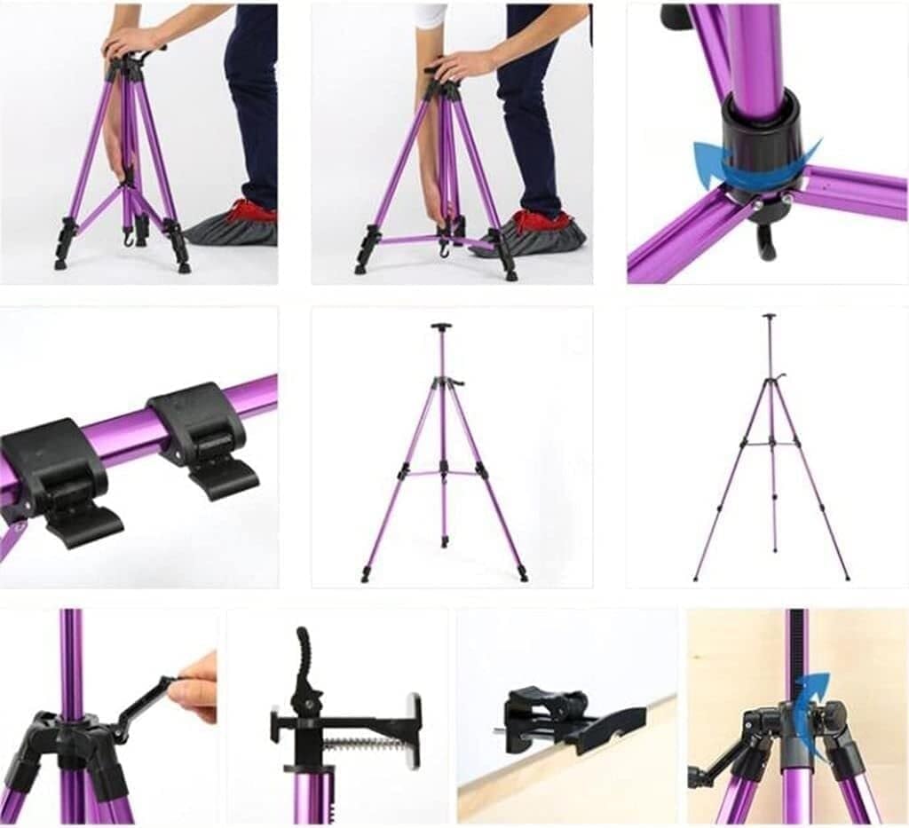 Aluminum Portable Easel Adjustable Height Purple