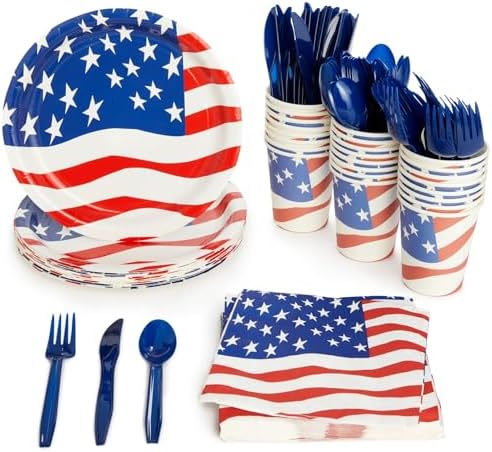 Juvale 144 Piece Patriotic Party Set for 24