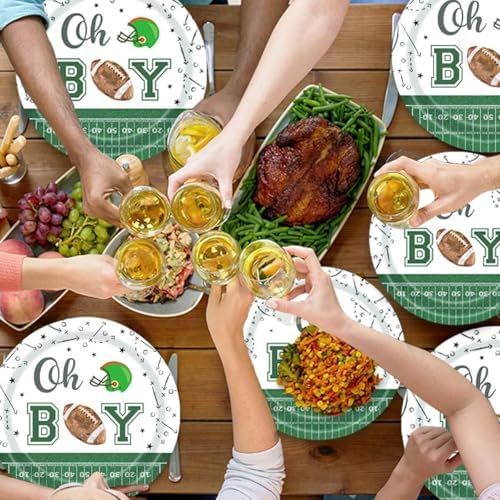 96 Pcs Football Themed Baby Shower Plates Set for 24 Guests