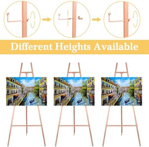 Rose Gold 50 Inch Adjustable Easel Stand for Wedding Sign