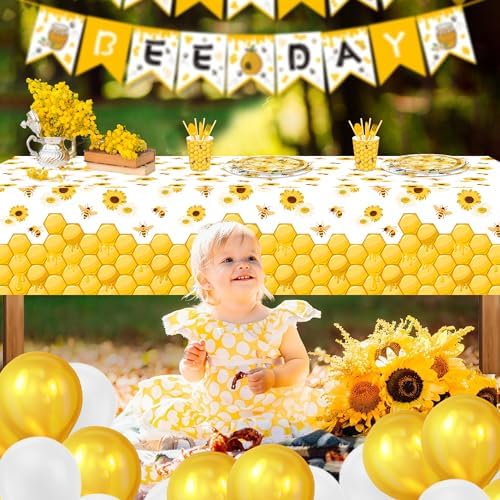 CC HOME Bees Party Tablecloth 54x87 Inch