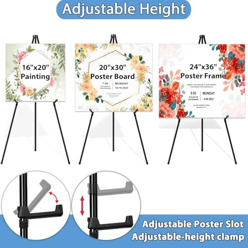 Thickened Metal Easel Stand for Sign 65 Inch Black 1 Pack