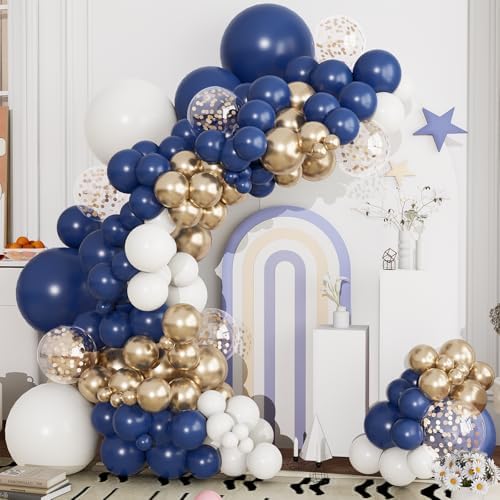 Navy Blue Gold Balloons Arch Kit 134pcs