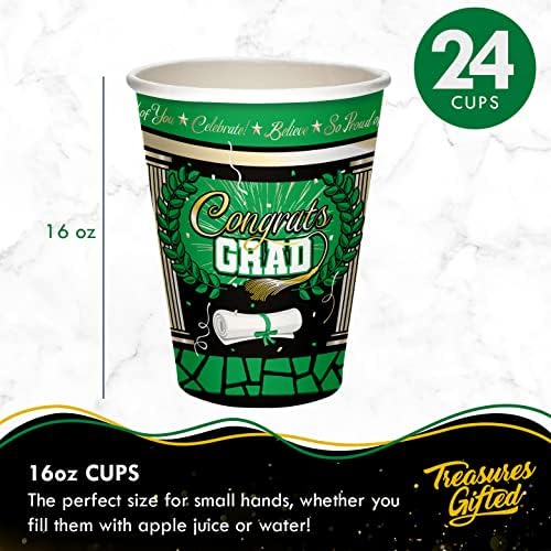 Treasures Gifted Green Graduation Decorations Set for 24 Guests