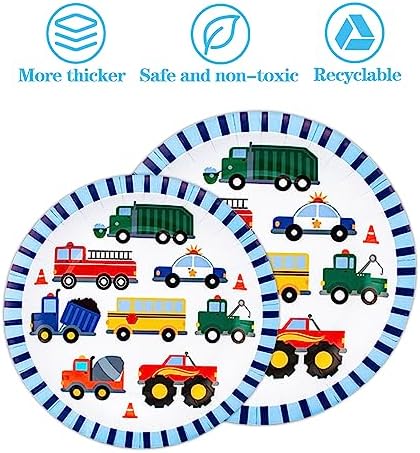 Traffic Cars Trucks Transportation Party Ware Set for 20 Guests