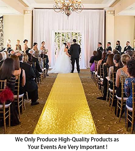 ShiDianYi Sequin Aisle Runner - 4FTx20FT Gold Aisle Runners for Wedding