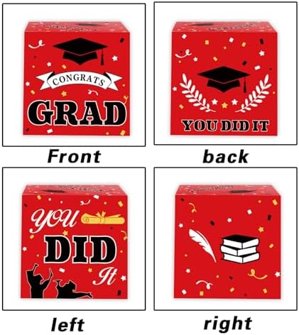 2025 Graduation Card Box - Red Decorative Holder for Party