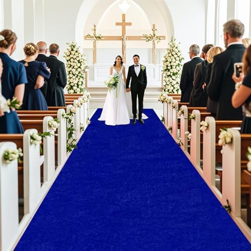 MODFUNS Royal Blue Velvet Aisle Runner 5x20FT Wedding Carpet