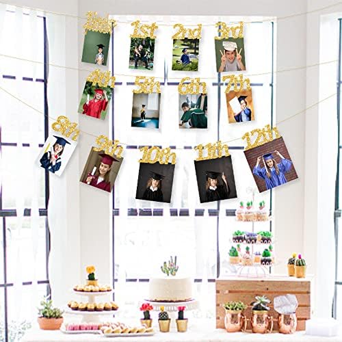 Gold Glitter Graduation Photo Banner for Class of 2025