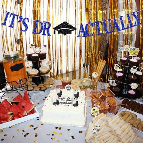 Dr Actually Graduation Banner with Glitter and Hat