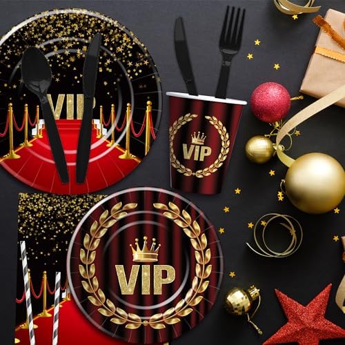 VIP Red Carpet Party Tableware Set for 24 Guests