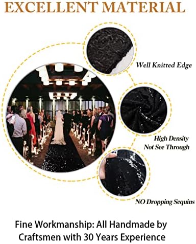 ShiDianYi Sequin Aisle Runner 4FTx20FT Black Wedding Carpet