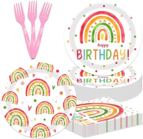 48Pcs Rainbow Themed Party Tableware Set