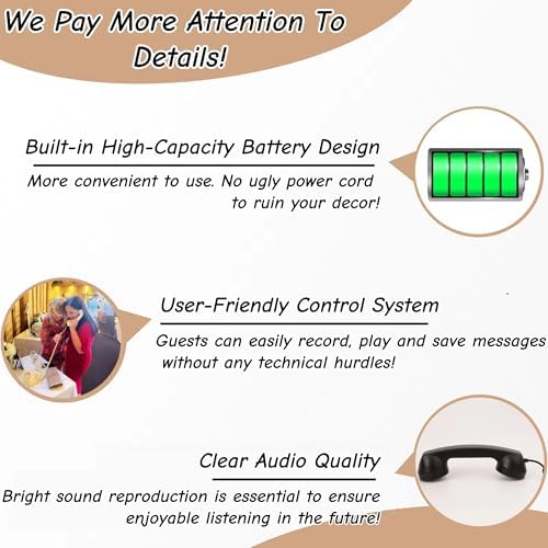 RetroVox Audio Guest Book Wedding Phone Guestbook with Voicemail