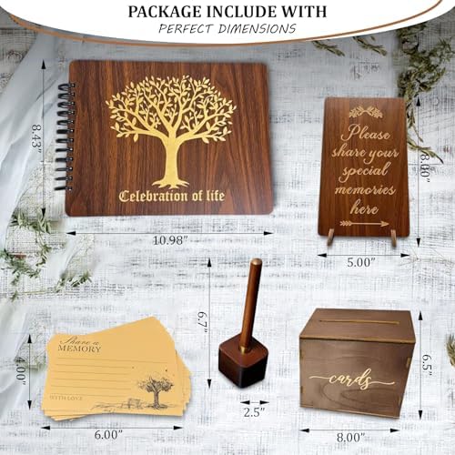 TEJSA Wooden Funeral Guest Book Set