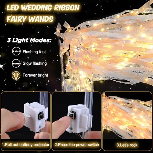 100PCS LED Fairy Wands with Bells for Wedding Party