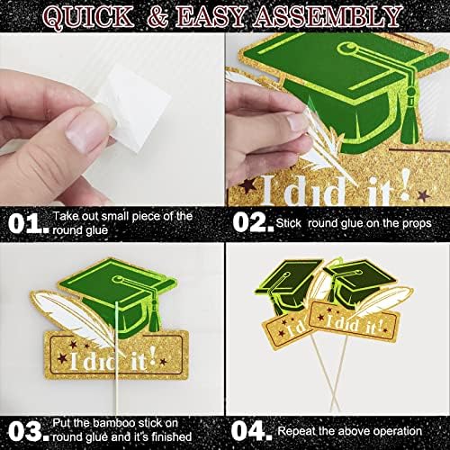 Green Gold Graduation Centerpieces 2024 24Pcs Table Decorations