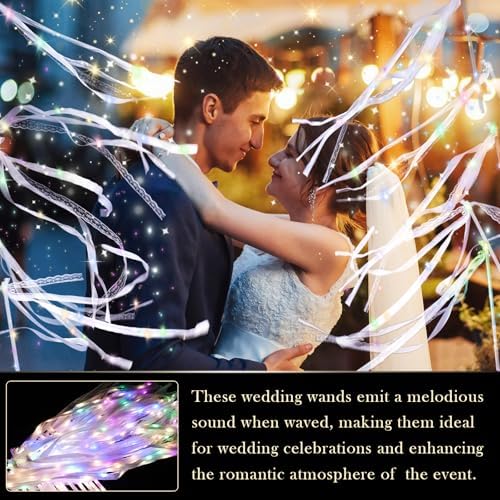 30 Piece LED Wedding Wands with Ribbons and Bells