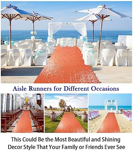 ShiDianYi Orange Sequin Aisle Runner 2FTx15FT Wedding Decor