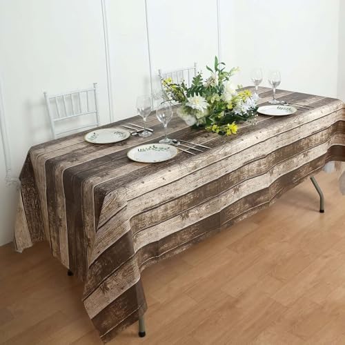 Balsa Circle 5 Pack Charcoal Gray Rectangular Tablecloth with Wooden Design
