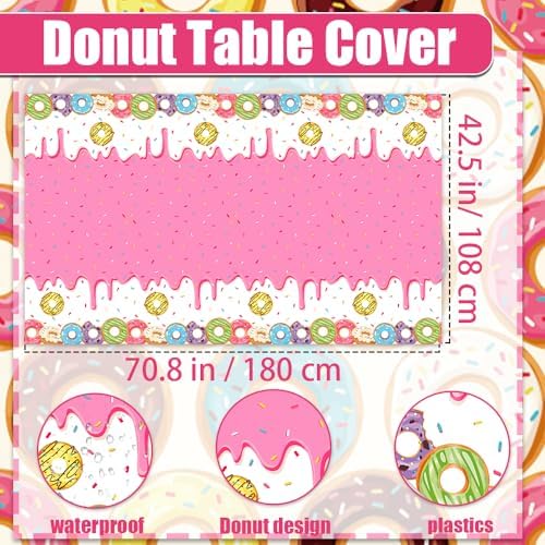 GREHUMOR Donut Birthday Table Covers 3Pcs Set