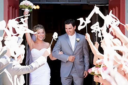 Kingsnow 100 Pieces Wedding Ribbon Wands with Silver Bell