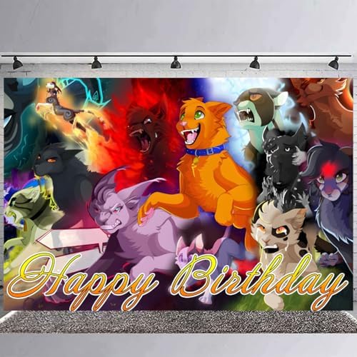 Warriors Cats Birthday Backdrop with Balloons