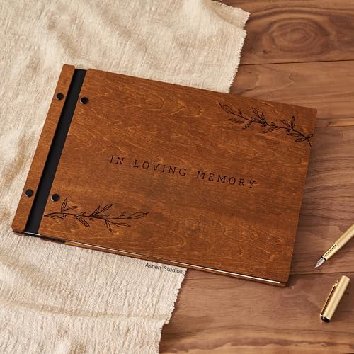 Aspen Studio Funeral Guest Book with Wood Cover