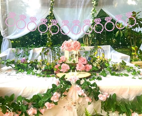 Pre-Strung Pink Glitter Diamond Ring Banner for Bachelorette Party