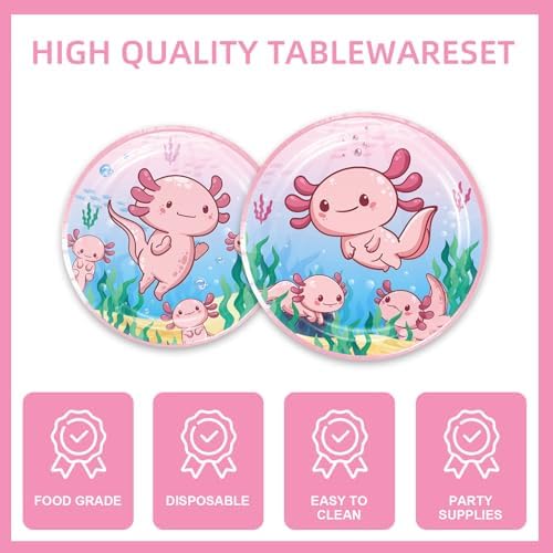 141Pcs Pink Axolotl Birthday Party Supplies Set
