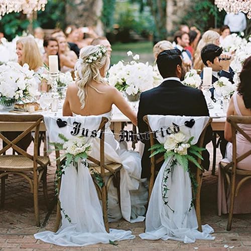 Just Married Gothic Wedding Banner - Dark Alternative Letter Garland