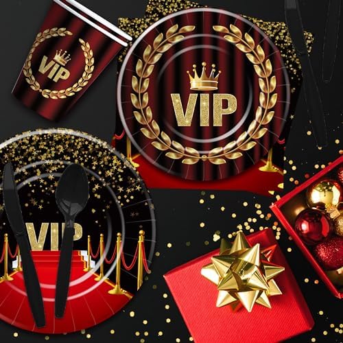 VIP Red Carpet Party Tableware Set for 24 Guests