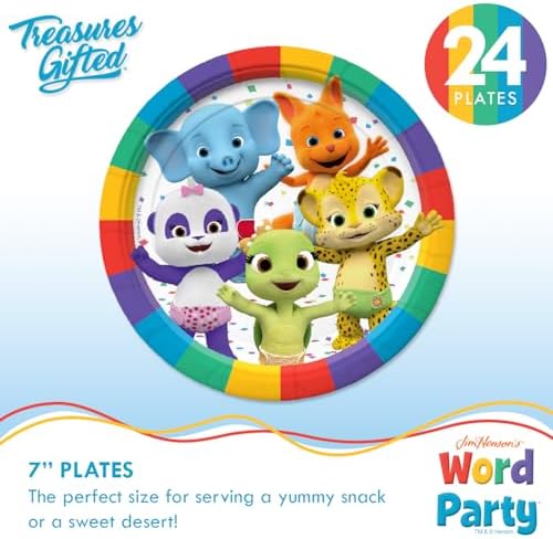 Treasures Gifted Word Party Birthday Plates Napkins Set for 24 Guests