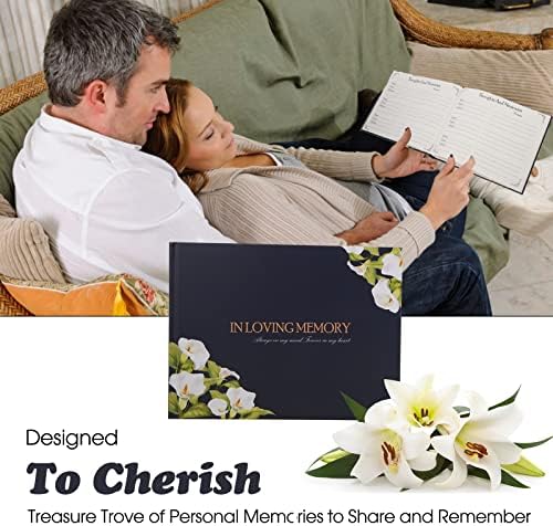 Lily Funeral Guest Book Set with Memory Cards and Silver Pen