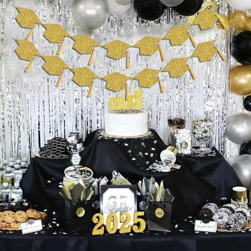 2025 Graduation Cap with Tassel Banners for Party Decor