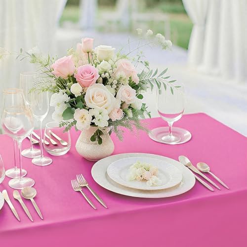 MRJ 3 Pack Hot Pink Disposable Table Cloth 54x108 Inch