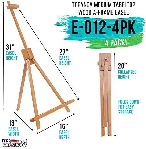 US Art Supply 31 High Wood Easel Set of 4
