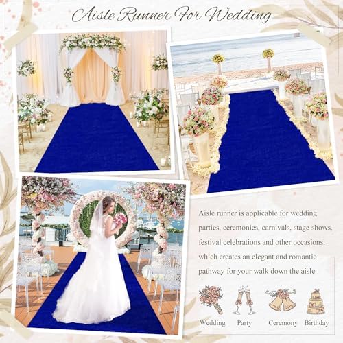 MODFUNS Royal Blue Velvet Aisle Runner 5x20FT Wedding Carpet