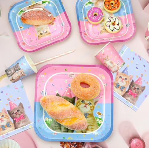 LSJDEER Cat Party Tableware Set for 20 Guests