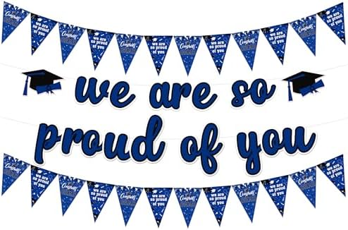 2025 Graduation Banner Set Blue Black Triangle Flags