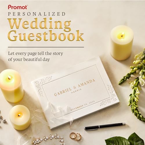 Promot Personalized Wedding Guest Book with Gold Foil