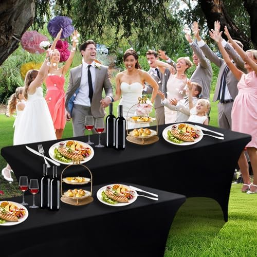 2 Pack Dark Grey Stretch Spandex Table Covers 4FT